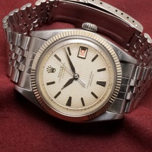 ロレックス デイトジャスト Ref-6305-1 Red デイトジャスト Honeycomb Dial Big バブルバック Rare!