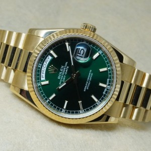 ロレックス デイデイト 118238 18KYG GREEN DIAL GUARANTEE&BOX