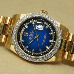 ロレックス デイデイト 18048 18KYG  DIAMOND MILLIARD BLUE VIGNETTE DIAL GUARANTEE