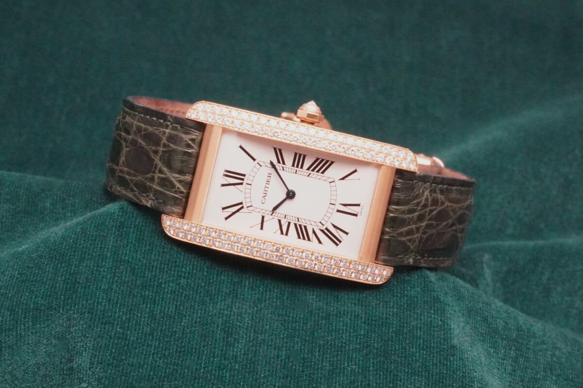カルティエ TANK AMERICAN LM 1735 18KYG DIAMOND SETTING GUARANTEE & BOX(13/2000s)