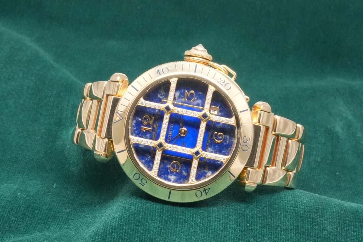 カルティエ PASHA LAPIS LAZULI DIAL DIAMOND GRID 1023(08/1990s)