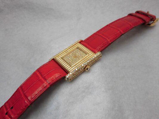 Boys カルティエ TANK LM Pave Dial 18KYG（MB-01／1980ｓ)の詳細写真5枚目
