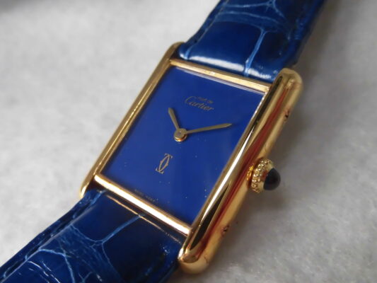 Boys カルティエ MUST TANK Vermeil Lapiscolar Dial LM（ML-23／1980ｓ)の詳細写真6枚目