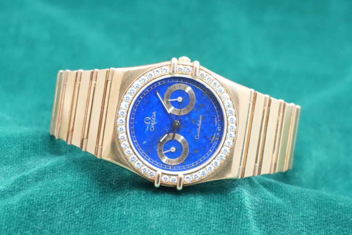 オメガ CONSTELLATION デイデイト DIAMOND BEZEL LAPIS LAZULI 18KYG QUARTZ(03/1990s)