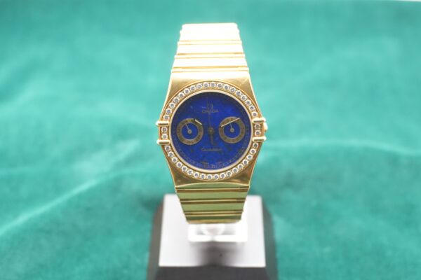 オメガ CONSTELLATION デイデイト DIAMOND BEZEL LAPIS LAZULI 18KYG QUARTZ（03／1990s)の詳細写真2枚目