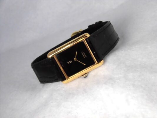 Boys カルティエ MUST TANK Vermeil Black Color Dial LM（ML-25／1980ｓ)の詳細写真2枚目