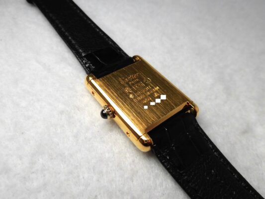 Boys カルティエ MUST TANK Vermeil Black Color Dial LM（ML-25／1980ｓ)の詳細写真7枚目