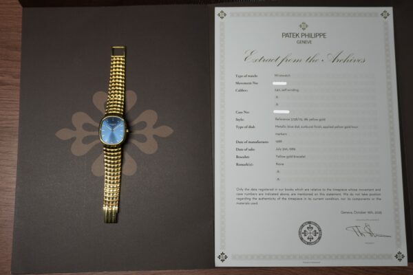 パテック・フィリップ GOLDEN ELLIPSE BLUE DIAL JUMBO 3738/115（49／1988年)の詳細写真10枚目