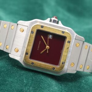 カルティエ SANTOS CARREE LM SS/YG 2961 GARNET DIAL
