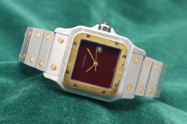 カルティエ SANTOS CARREE LM SS/YG 2961 GARNET DIAL（31／1980s)の詳細写真1枚目