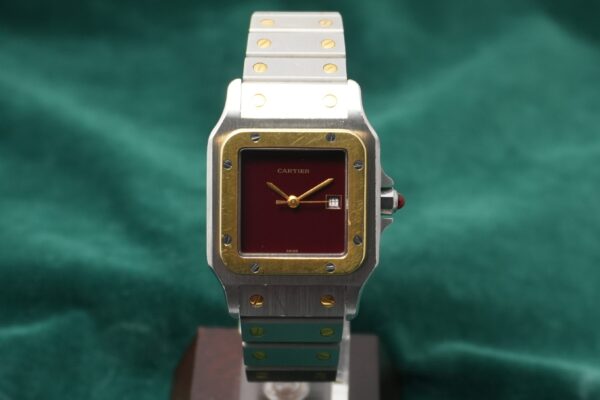 カルティエ SANTOS CARREE LM SS/YG 2961 GARNET DIAL（31／1980s)の詳細写真2枚目
