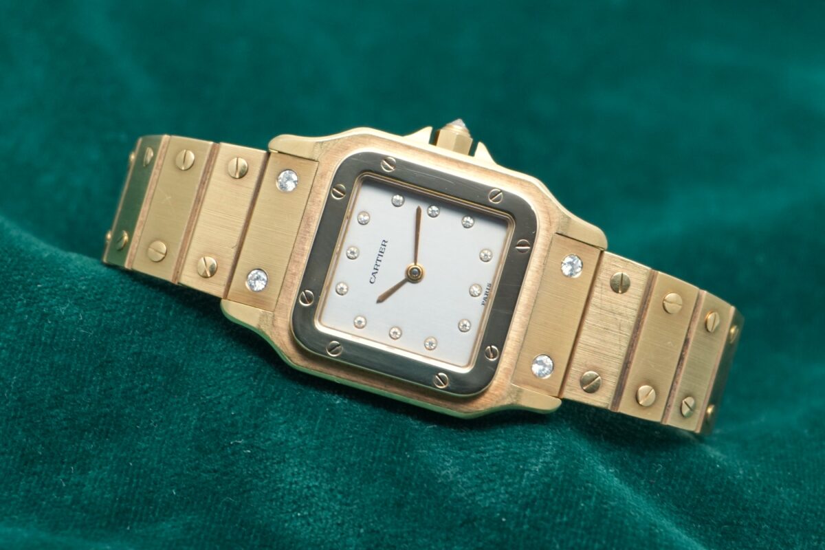 カルティエ SANTOS CARRÉE LM 18K YELLOW GOLD 2960 PARIS DIAL DIAMOND INDEX（39／1980s)
