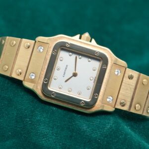 カルティエ SANTOS CARRÉE LM 18K YELLOW GOLD 2960 PARIS DIAL DIAMOND INDEX