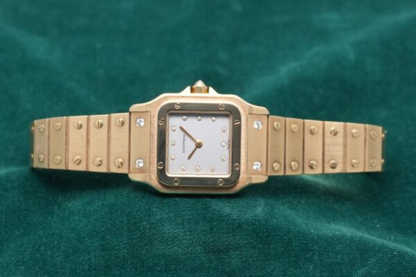 カルティエ SANTOS CARRÉE LM 18K YELLOW GOLD 2960 PARIS DIAL DIAMOND INDEX（39／1980s)の詳細写真2枚目