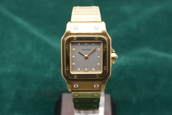 カルティエ SANTOS CARRÉE LM 18K YELLOW GOLD 2960 PARIS DIAL DIAMOND INDEX（39／1980s)の詳細写真3枚目