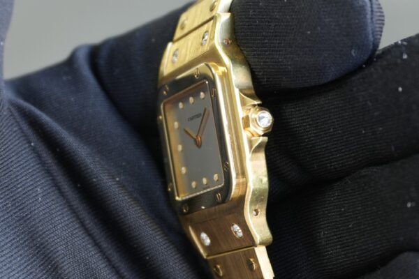 カルティエ SANTOS CARRÉE LM 18K YELLOW GOLD 2960 PARIS DIAL DIAMOND INDEX（39／1980s)の詳細写真10枚目