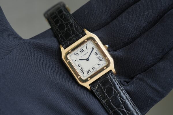 カルティエ SANTOS‑DUMONT EXTRA‑PLAT 18KYG GUILLOCHÉ DIAL 82105 WITH ORIGINAL BOX & GUARANTEE（43／1994年)の詳細写真10枚目