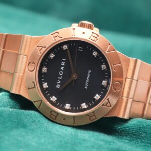 BVLGARI DIAGONO LCV35G 18K YG BLACK DIAL DIAMOND‑SET
