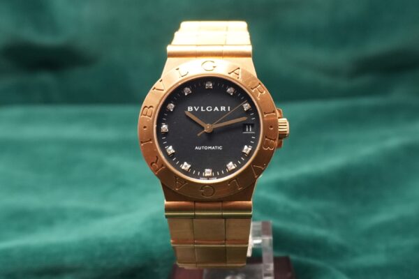 BVLGARI DIAGONO LCV35G 18K YG BLACK DIAL DIAMOND‑SET（03／1990s)の詳細写真3枚目