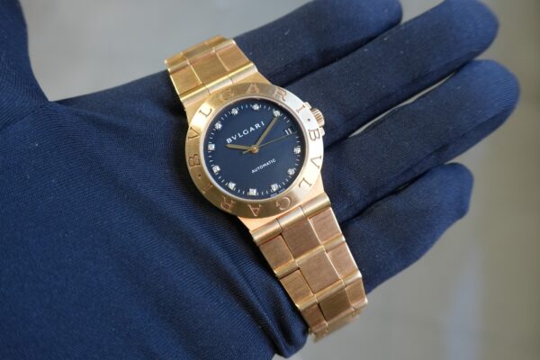 BVLGARI DIAGONO LCV35G 18K YG BLACK DIAL DIAMOND‑SET（03／1990s)の詳細写真8枚目